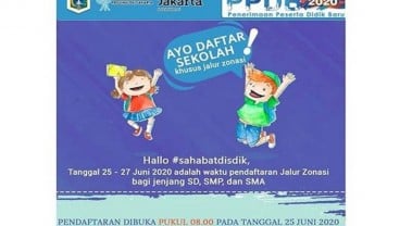 PPDB Jakarta 2020: Pendaftaran Jalur Zonasi SD, SMP, SMA Dibuka Hari Ini