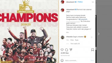 Liverpool Juara, Ini Pantun dari Ridwan Kamil untuk The Reds