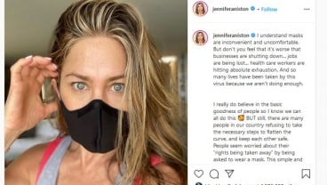 Jennifer Aniston: Gunakan Masker Untuk Melindungi Diri dan Orang Lain