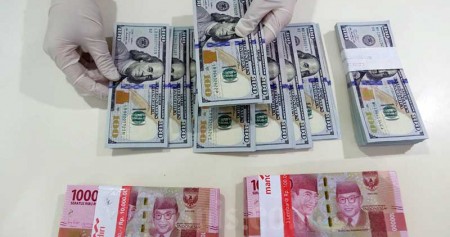 Karyawan menunjukan uang dolar Amerika Serikat (AS) di Jakarta, Rabu (27/5/2020). Bisnis/Eusebio Chrysnamurti