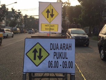 Hari Pertama Rekayasa Lalu Lintas di Jalan Jakarta Lancar
