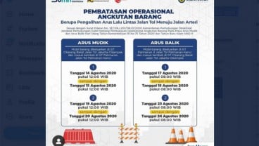 Angkutan Barang Dilarang Lintasi Tol 14-24 Agustus, ini Jadwalnya