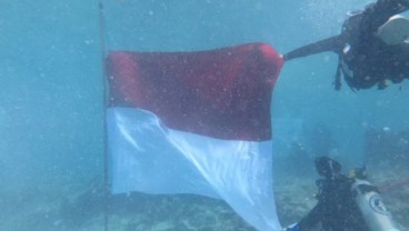 17 Penyelam Mengibarkan Bendera di Dalam Laut Kawasan Pulau Bando