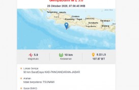Gempa 5,9 SR di Pangandaran, Dirasakan di Magelang dan Banjarnegara Jateng