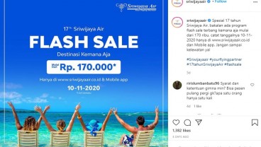 Sriwijaya Air Jual Tiket Murah Rp170 Ribu Semua Rute Domestik. Promo Mulai Hari Ini, Cek Syaratnya!