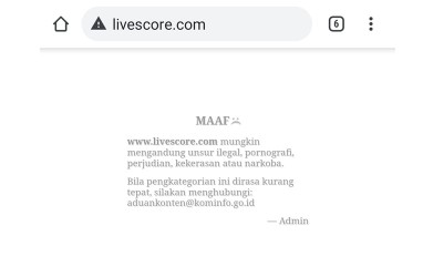 Situs Livescore.com Diblokir Pemerintah, Ada Apa?