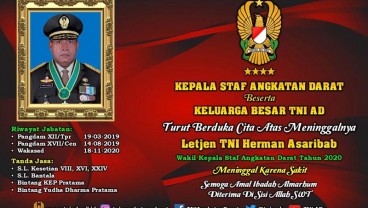 Wakasad Letjen TNI Herman Asaribab Meninggal Dunia