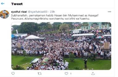 Ribuan Warga Penuhi Pemakaman Habib Hasan Assegaf, Ini Reaksi Netizen