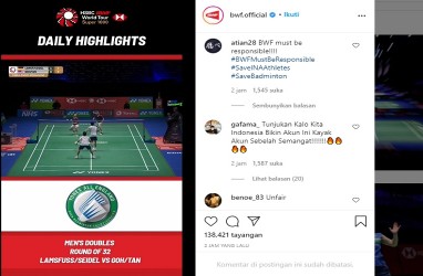 Tim Bulu Tangkis RI Dipaksa Mundur, Instagram BWF Diserbu Netizen Indo