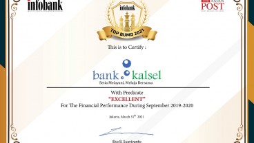 Bank Kalsel Raih Penghargaan Infobank TOP BUMD Award 2021