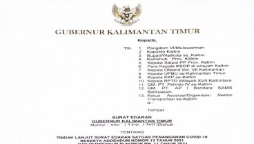 Gubernur Kaltim Terbitkan Surat Edaran Larangan Mudik