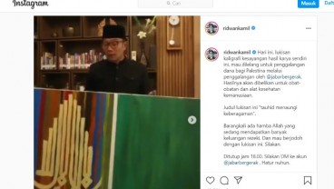 Galang Dana Untuk Palestina, Ridwan Kamil Lelang Lukisan Kaligrafinya