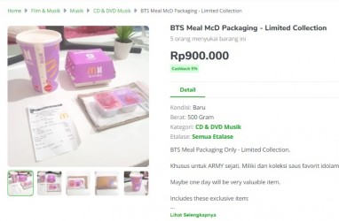 Bungkus BTS Meal McD Dijual dengan Harga Tidak Masuk Akal