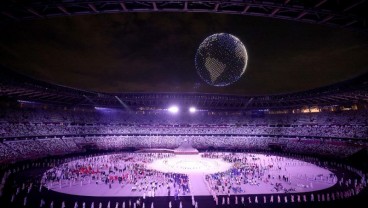 Keren! 1.824 Drone Membentuk Bola Dunia di Pembukaan Olimpiade Tokyo