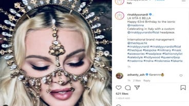 Madonna Rayakan Ulang Tahun ke 63, Pakai Headpiece Karya Desainer Indonesia Rinaldi