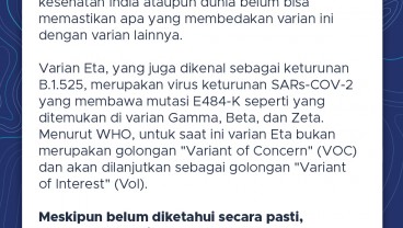 Fakta-Fakta Varian Eta, Mutasi Baru Covid-19 di India