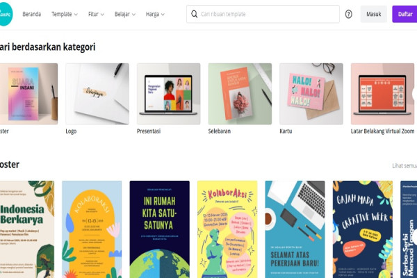 Tampilan situs Canva