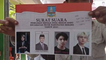 Viral Surat Suara Calon Kades Desa Mekar Baru Diganti Foto BTS, Warga Serang Geger