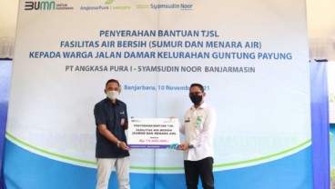 Guntung Damar Tidak Lagi Sulit Air Bersih, Angkasa Pura I Buat Sumur dan Menara Air