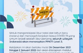 PPKM Level 3 Diberlakukan di Seluruh Indonesia Saat Nataru