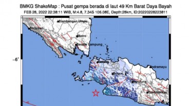 Gempa Bumi Magnitudo 4,8 Berpusat di Barat Lebak, Banten