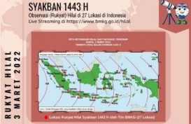 Penentuan Bulan Syakban 1443 H, Berikut Data Hisab Hilal di 27 Provinsi di Indonesia