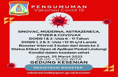 Jadwal dan Lokasi Vaksinasi di Balikpapan Hari ini