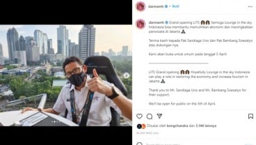 Sandiaga Uno Ajak Orang Kaya Makan di Restoran Lounge In The Sky Indonesia