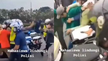 Viral Video Mahasiswa Lindungi Polisi yang Dikeroyok saat Demo 11 April