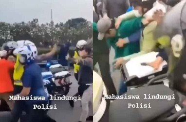 Viral Video Mahasiswa Lindungi Polisi yang Dikeroyok saat Demo 11 April