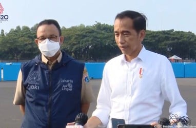 Jokowi Didampingi Anies Tinjau Proyek Sirkuit Formula E Jakarta