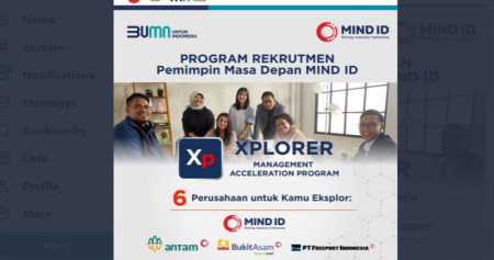 Poster lowongan kerja holding baterai BUMN, MIND ID. Cek syarat dan cara pendaftarannya/Twitter: @KemenBUMN 
