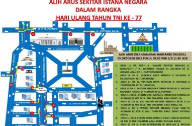 HUT ke-77 TNI, Simak Rekayasa Lalu Lintas Sekitar Monas dan Istana Negara