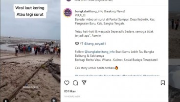 Viral Air Laut Pantai Sampur Bangka Mendadak Surut