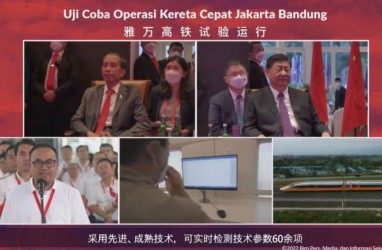 Momen Jokowi dan Jinping Nobar Uji Coba Kereta Cepat Jakarta-Bandung