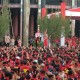 Ribuan Pasukan Merah Sambut Presiden, Ini Pesan Jokowi