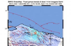 Gempa M5,1 Guncang Kabupaten Sarmi Papua