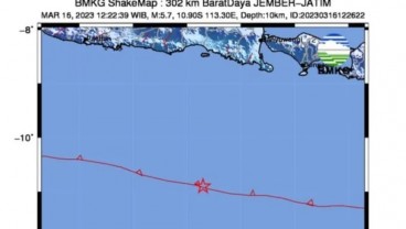 Gempa Bermagnitudo 5,7 di Jember Berpusat di Laut