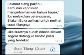 Hati-Hati, Penipuan Surat Tilang Elektronik di WA,…