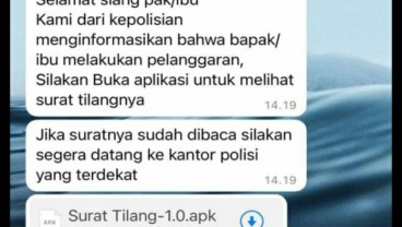 Hati-Hati, Penipuan Surat Tilang Elektronik di WA, Bisa Curi Uang di Rekening Bank