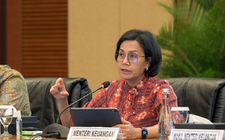 Menkeu Sri Mulyani memberikan pemaparan keuangan negara saat konferensi pers APBN Kita pada Selasa (14/3 - 2023) di gedung Kemenkeu, Jakarta Pusat. Dok. Kemenkeu RI.