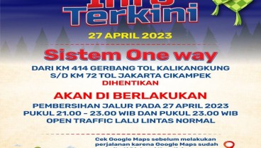 Puncak Arus Balik Selesai, One Way Tol Kalikangkung-Cikampek Dihentikan