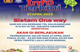 Puncak Arus Balik Selesai, One Way Tol Kalikangkung-Cikampek Dihentikan