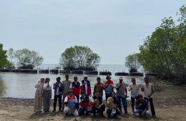 MUJ ONWJ Bangun Alat Pemecah Ombak di Pesisir Pulau Burung Subang Cegah Abrasi