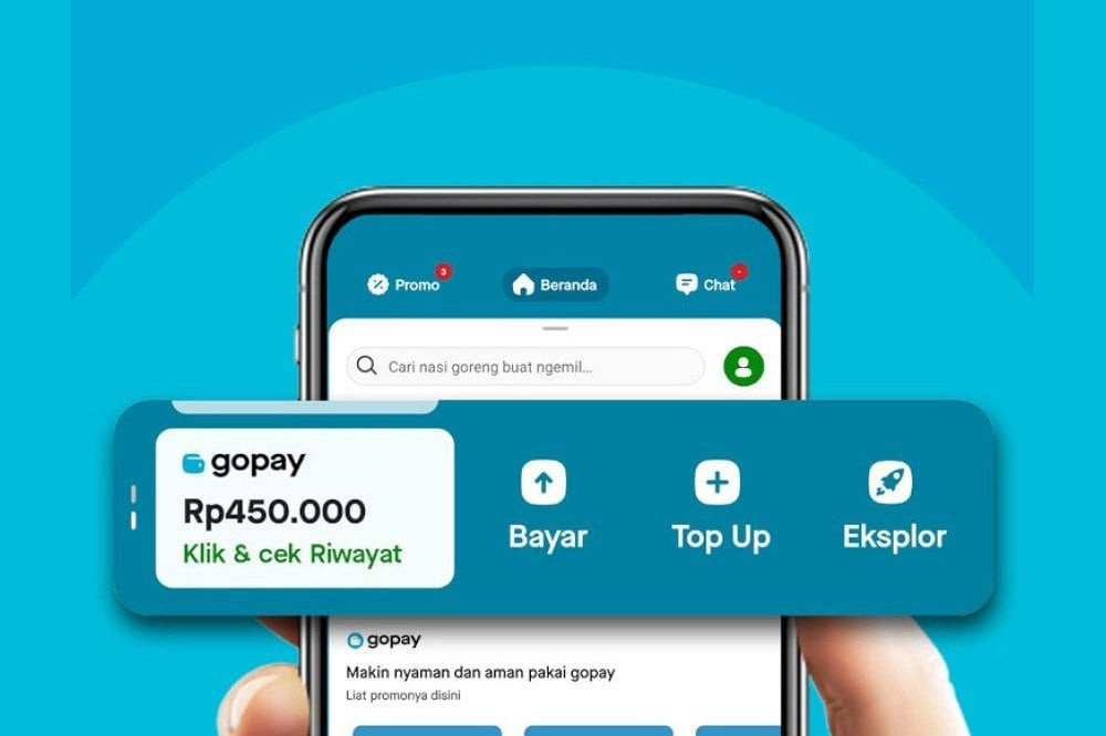 Sebagian pengguna dompet digital pernah menggunakan Gopay hingga 71 persen. Sementara pengguna setia sampai saat ini mencapai 58 persen. - Foto Gopay