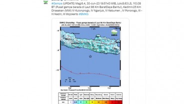 Gempa 6,4 SR Bantul, BMKG Catat 5 Gempa Bumi Susulan