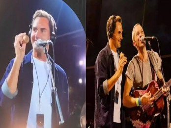 Kejutan! Roger Federer Nyanyi Bareng Chris Martin di Konser Coldplay