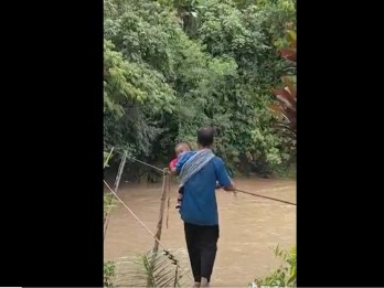 Viral Bapak Gendong Balita Meniti Jembatan Tali, Susi Pudjiastuti Ikut Komentar
