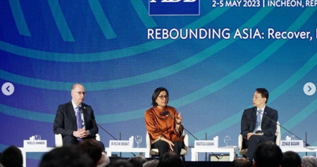 Acara Asian Development Bank (ADB) Governors’ Seminar: Policies to Support Asia’s Rebound di Incheon, Korea Selatan. ADB memproyeksikan bahwa pertumbuhan ekonomi Indonesia 2023 akan melambat menjadi 4,8 persen./Istimewa