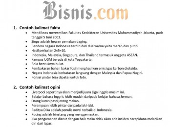Kumpulan Contoh Kalimat Fakta dan Opini, serta Perbedaannya